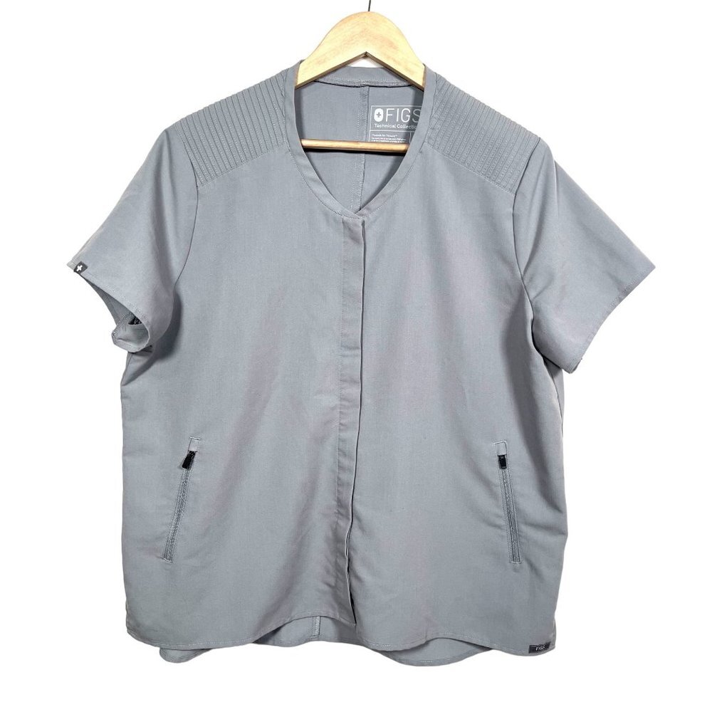 Figs Limbe Pintuck Scrub Top grey sz L